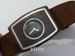 Fabulous Nos 1970's Lord's Sterling Silver/ Wooden French Manual Ladies Watch