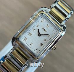 Fendi Classico Two Tone Rectangular Swiss Stainless Gold Watch New Old Stock NOS