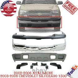 Front Bumper Chrome Steel Kit For 2003-2006 Avalanche & Chevy Silverado 1500