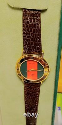GUCCI 3000L Watch Sherry Line Dial Gold Bezel New Old Stock Ladies Watch