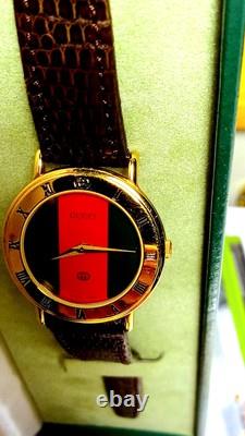 GUCCI 3000L Watch Sherry Line Dial Gold Bezel New Old Stock Ladies Watch