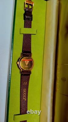 GUCCI 3000L Watch Sherry Line Dial Gold Bezel New Old Stock Ladies Watch