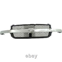 Grille 01-02 For Chevy Silverado 1500/2500 HD Black shell withChrome Bar Old Body