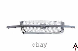 Grille All Chrome with Mesh Insert for 03-07 Chevy Silverado 1500 2500 3500 Pickup