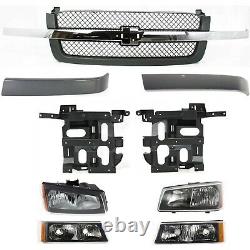 Grille Assembly Kit For 2003-2006 Chevrolet Silverado 1500 Front 9Pc