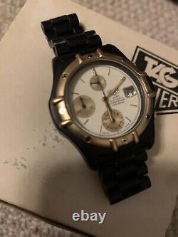 Heuer 2000 Automatic Chronograph Rare Black Pvd Vintage box nos bezel pre merger