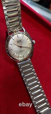 Hmt Janata Silver Sunburst New But Old Stock Original Hand Winding Watch For Men