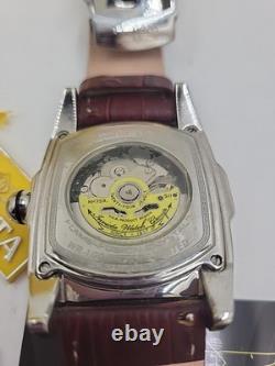 Invicta Lupah Model 21871 Automatic Watch Leather Silver NOS
