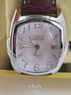 Invicta Lupah Model 21871 Automatic Watch Leather Silver NOS