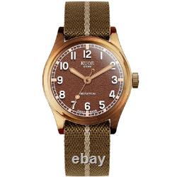 KUOE KYOTO OLD SMITH 90-002 Automatic Watch Khaki x Beige Band Brown Dial 35mm