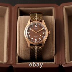 KUOE KYOTO OLD SMITH 90-002 Automatic Watch Khaki x Beige Band Brown Dial 35mm