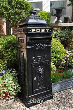 Large Post Box / Mail Box Black Aluminium Post Box Tall Black Post Box