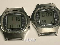 Lot Of 2 New Old Stock Mares LCD Digital Men's Chrono Quartz Watches Esa 934.912