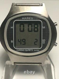 Lot Of 2 New Old Stock Mares LCD Digital Men's Chrono Quartz Watches Esa 934.912