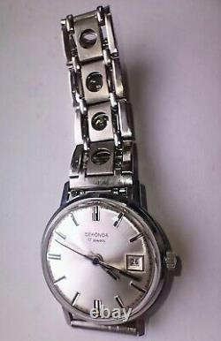 Mint Vintage Mens Sekonda Chrome St/Steel Date Watch 17 Jewel USSR New Old Stock