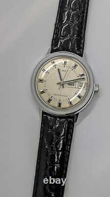 NEW From OLD STOCK Timex MARLIN Men's Manual Wind Day Date Watch Leather Band
