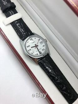NEW From OLD STOCK Timex Men's Manual Wind RED seconds Date Watch Leather Band