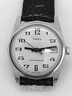 NEW From OLD STOCK Timex Men's Manual Wind RED seconds Date Watch Leather Band