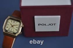 NEW Nos Poljot Alarm Watch Mens Vintage USSR Exellent Case Gold Plated Very Rar