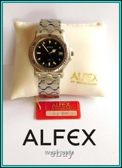 NEW OLD STOCK ALFEX QUARTZ MEN'S Wrist Watch Swiss Made WATER PROOF