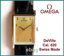 NEW OLD STOCK Omega DeVille 111.053, Cal. 620 UNUSUAL Art Deco GOLDEN DIAL