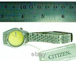 NEW Old Stock Ladies Citizen Automatic Eagle 21-J Yellow Dial Day-Date S Steel