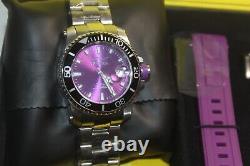 NEW old STOCK! Invicta Diving auto Purple w 2 Two Bands divers watch