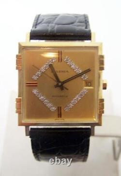 NOS 18K Gold JUVENIA MACHO Mens 25J AUTOMATIC Watch 8902 Diamond Dial SERVICED