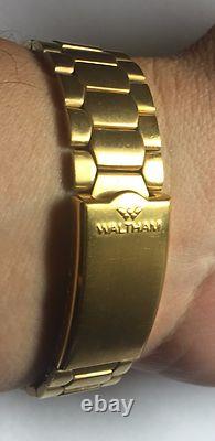 NOS 1970's Waltham Swiss Made Quartz Electrodyne Goldtone Watch