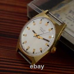 NOS! 1973 POLJOT Gold Plated vintage Soviet USSR mechanical Men's Watch SERVICED