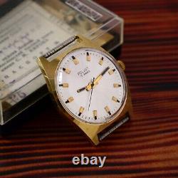 NOS! 1973 POLJOT Gold Plated vintage Soviet USSR mechanical Men's Watch SERVICED