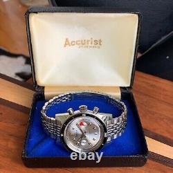 NOS Accurist Super Waterproof 400 Lanteren 248 Stainless Steel Chronograph Watch