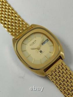 NOS Allwyn Automatic vintage Men's Watchnew old stockGold Platedday-date