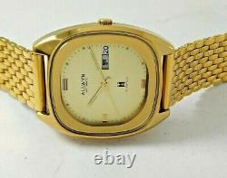 NOS Allwyn Automatic vintage Men's Watchnew old stockGold Platedday-date
