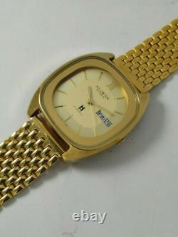 NOS Allwyn Automatic vintage Men's Watchnew old stockGold Platedday-date