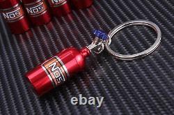 NOS Bottle Tank Nitrous Oxide Keyring Keyfob Keychain Metal Turbo Mini Pill Red