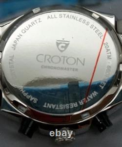 NOS Croton Chronograph Watch 20ATM Japan Quartz SS Sapphire Crystal
