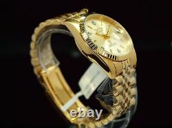 NOS Croton Men's Diamond Dial Miyota Automatic Fluted Bezel Gold Plated SS Watch