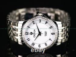 NOS Croton SLIM Men's 39mm Drilled Lugs Diamond Swiss Sapphire Crystal SS Watch