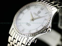 NOS Croton SLIM Men's 39mm Drilled Lugs Diamond Swiss Sapphire Crystal SS Watch