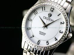 NOS Croton SLIM Men's 39mm Drilled Lugs Diamond Swiss Sapphire Crystal SS Watch