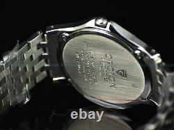 NOS Croton SLIM Men's 39mm Drilled Lugs Diamond Swiss Sapphire Crystal SS Watch