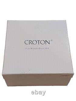 NOS Croton Unisex Goldtone Cushion Case Silvertone Textured Dial Dress Bracelet