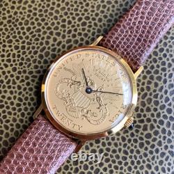 NOS Dufonte Coin Wristwatch Manual Wind Mechanical Gold Tone NOS Dufonte Coin Wristwatch Manual Wind Mechanical Gold Tone