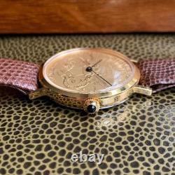 NOS Dufonte Coin Wristwatch Manual Wind Mechanical Gold Tone NOS Dufonte Coin Wristwatch Manual Wind Mechanical Gold Tone
