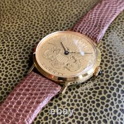 NOS Dufonte Coin Wristwatch Manual Wind Mechanical Gold Tone NOS Dufonte Coin Wristwatch Manual Wind Mechanical Gold Tone