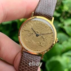 NOS Dufonte Coin Wristwatch Manual Wind Mechanical Gold Tone NOS Dufonte Coin Wristwatch Manual Wind Mechanical Gold Tone
