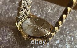 NOS Gruen Gold Tone Mens Watch Date /Just Jubilee Style Bracelet Fluted Bezel