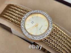 NOS Ladies Jules Jurgensen Crystal Gold Mesh Watch New Battery