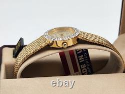 NOS Ladies Jules Jurgensen Crystal Gold Mesh Watch New Battery